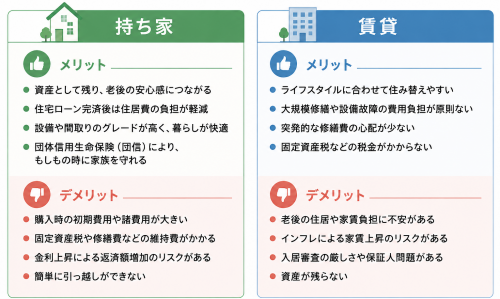 賃貸と持ち家のメリット・デメリットを徹底比較