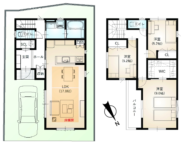 草津市平井3丁目の間取り図