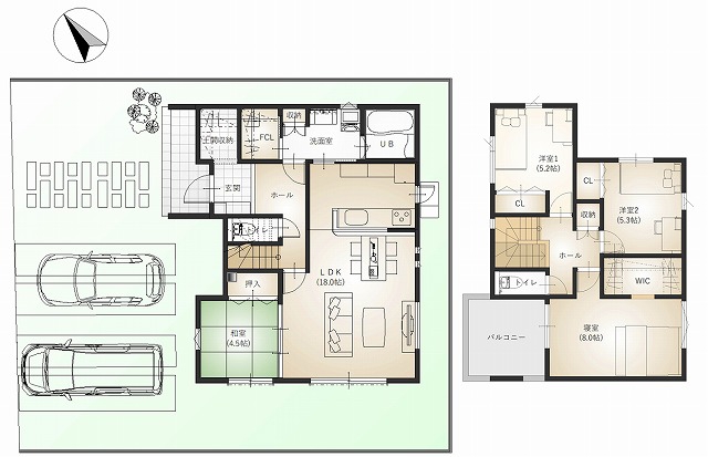 の1F間取り図